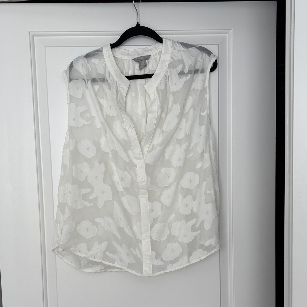 H&M White Floral Sheer Blouse